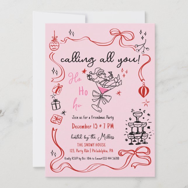 Julfest av julcocktail meddelande (Framsida)