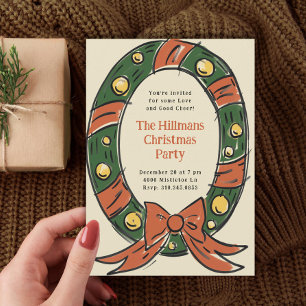 Julfest av utandning av oval Tecknad Inbjudningar