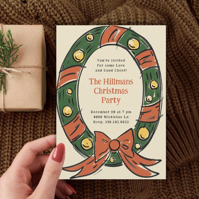 Julfest av utandning av oval Tecknad Inbjudningar (Skapare uppladdad)