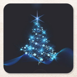 Julfest, blå Elegant Underlägg Papper Kvadrat