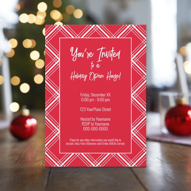 Julfest - Enkel nedladdning av Red White Instant Inbjudningar (Custom Holiday Photo Greeting Card)