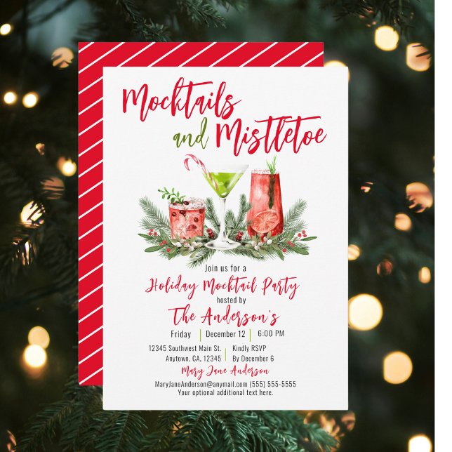 Julfest Festive Mocktails & Mistletoe Inbjudningar (Skapare uppladdad)