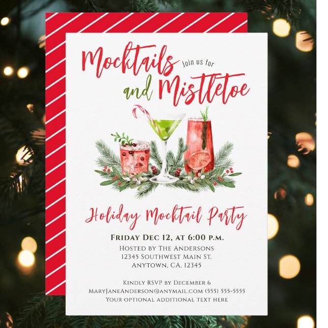 Julfest Festive Mocktails & Mistletoe Inbjudningar (Skapare uppladdad)