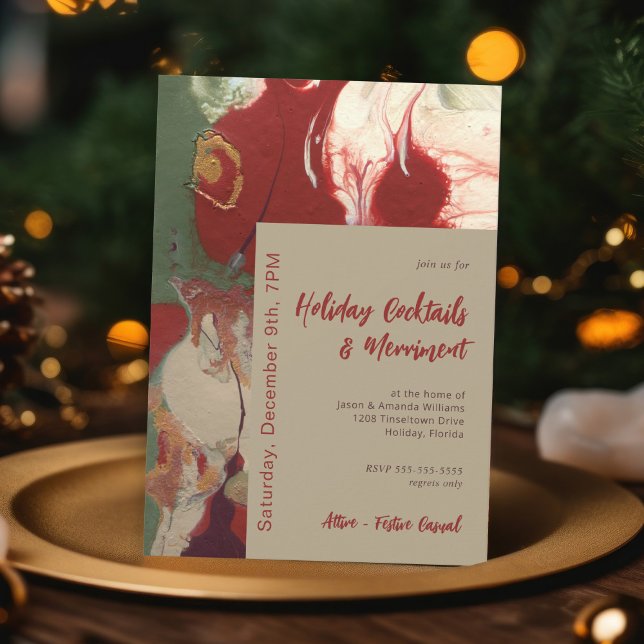 Julfest för Abstrakt med contemporary Inbjudningar (A contemporary holiday party invitation with sophistication and elegant artistry.)