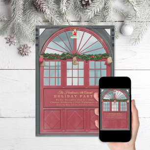 Julfest för antique Storefront-illustration Inbjudningar