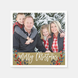 Julfest för bär för personligfotojul pappersservett