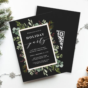 Julfest för botaniska årsdagar med QR-kod Inbjudningar