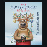 Julfest för den konstiga julprydern vinflaska etikett<br><div class="desc">Rudolph The Red Nose Reindeer Skapar julstämning och ljus genom att Hanging jul Ljus.</div>
