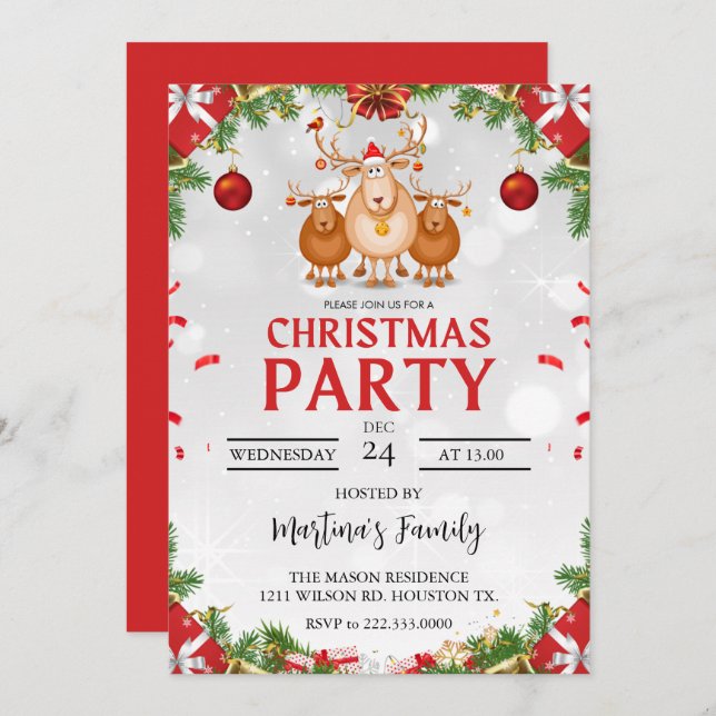 Julfest för julfestinbjudningar inbjudningar (Fram/baksida)