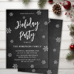 Julfest för nuflake från Rustic Chalkboard Inbjudningar<br><div class="desc">Rustic Chalkboard Snöflingor Script Black Julfest-inbjudningar är perfekt för en Rustic vinterhändelse. Innehåller en "Julfest"-text i ett söt-handskrivet penselskript i vitt på svart kritbakgrund. Enkel att anpassa med ditt namn och information om party.</div>