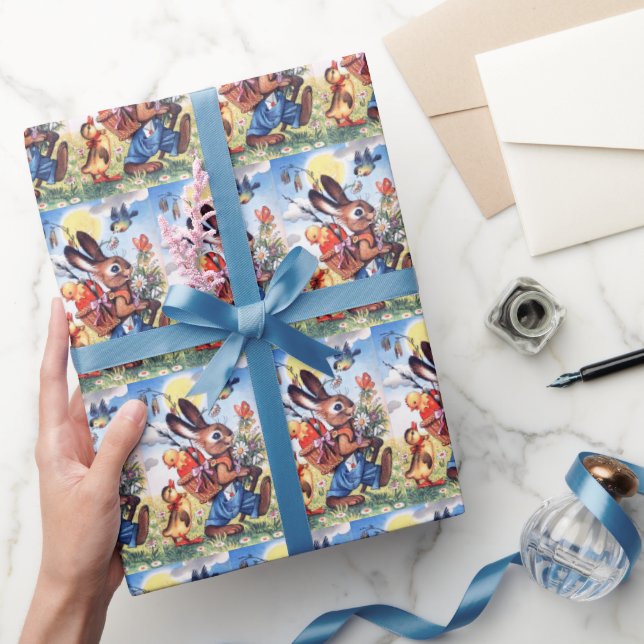 Julfest för Påskharn Retro-vintage Presentpapper (Gåvor)
