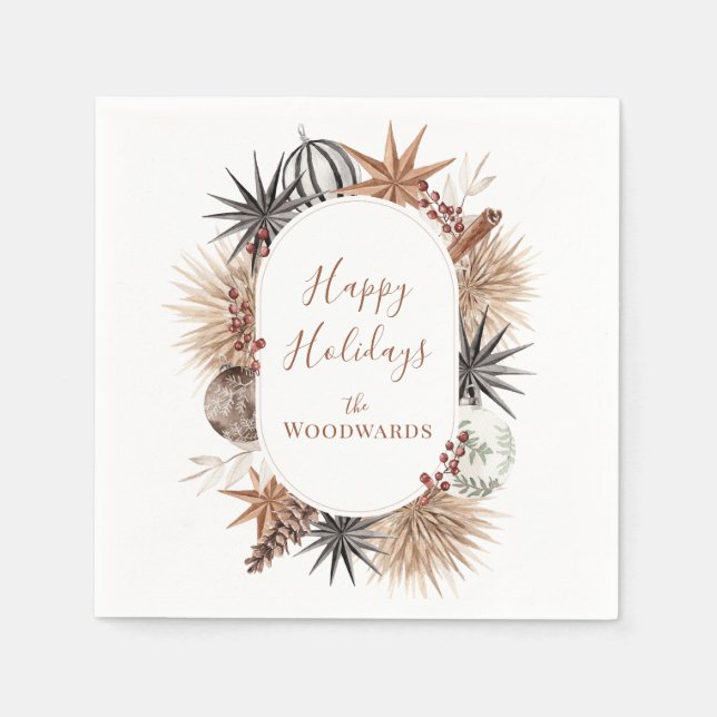 Julfest för Personlig av julvattenfärg Pappersservett (Framsidan)