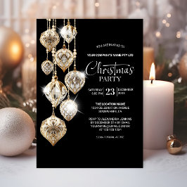 Julfest för prydnadsföremål i Guld i elegant Inbjudningar