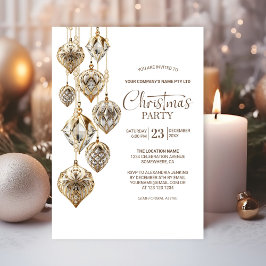 Julfest för prydnadsföremål i Guld i elegant Inbjudningar