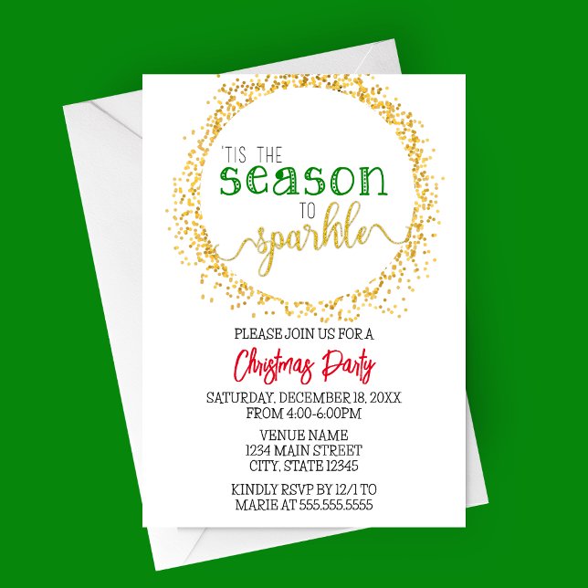 Julfest för säsong till Gnistra Inbjudningar (Tis the Season to Sparkle Christmas Party Invitation | Holiday Party Invitation )
