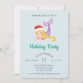 Julfest för vattenfärgsSjöjungfru Inbjudningar