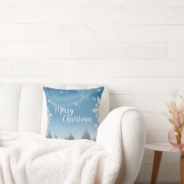 Julfest för vattenfärgssnowflake Julafton träd mer Kudde (Soffa)
