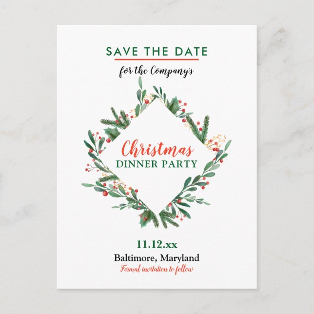 Julfest för vinter för bärgod jul | meddelande vykort (Framsida)