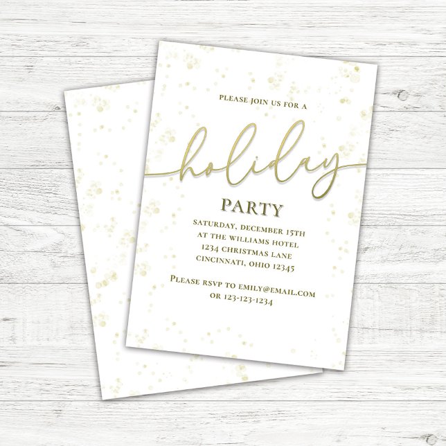 Julfest Guld Calligraphy Script-Anpassningsbar Inbjudningar (Gold calligraphy script holiday party invitations.)