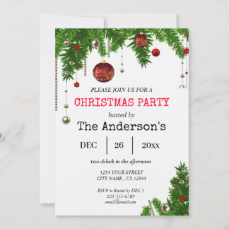 Julfest-inbjudan | Festive Holly Design Inbjudningar