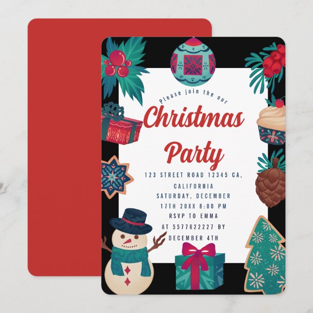 Julfest-inbjudan Inbjudningar (Fram/baksida)