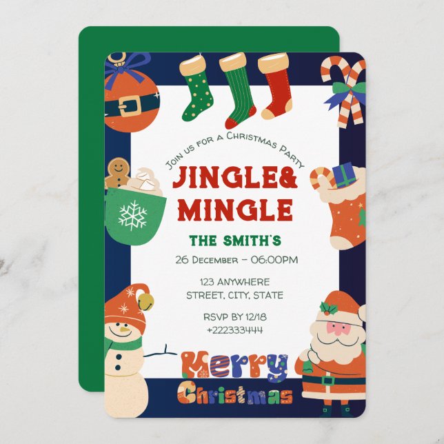 Julfest-inbjudan Inbjudningar (Fram/baksida)