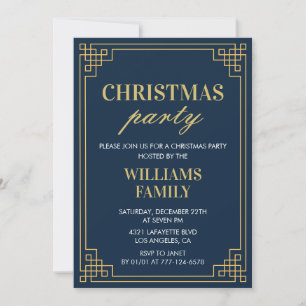 Julfest inbjudan Navy Gold