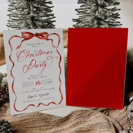Julfest Invitation med Rött Band Inbjudningar