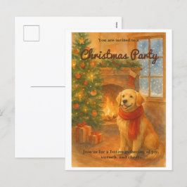Julfest Invitation · Mysig hundscen Helg Vykort