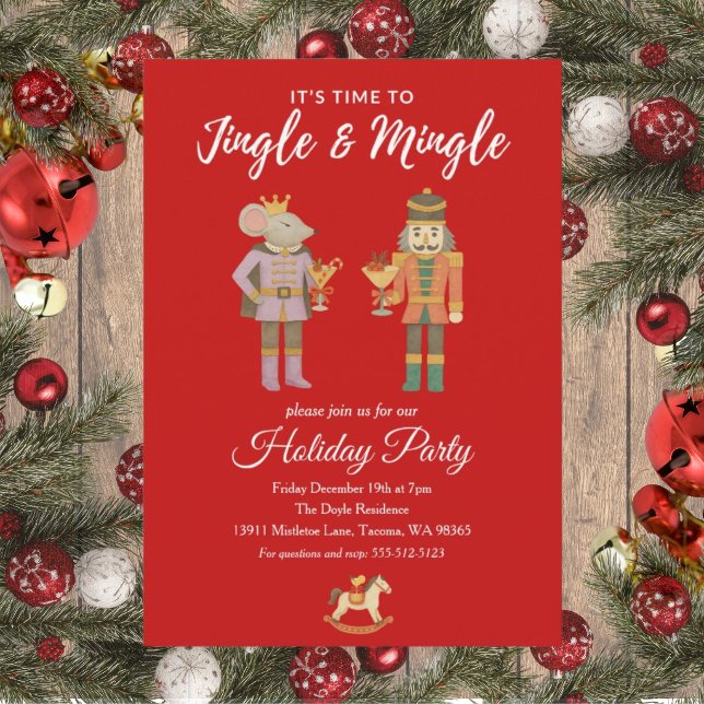 Julfest Invitation Platt Jingle och Mingle Inbjudningar (Skapare uppladdad)