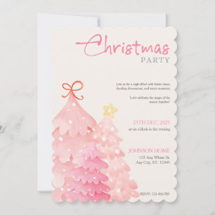Julfest Invitation, Rosa Eleganta Inbjudningar