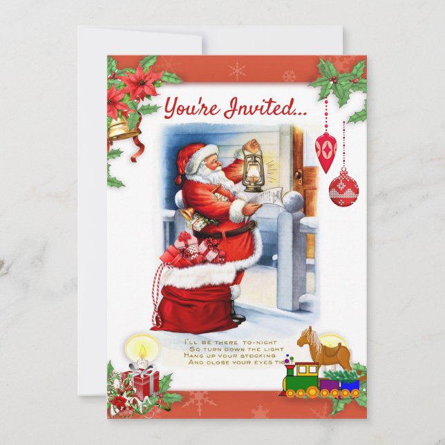 Julfest med Vintage Tomte Inbjudan (Framsida)