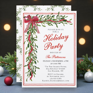 Julfest Mistletoe Bow Modern jul Party Inbjudningar
