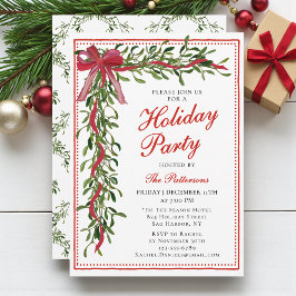 Julfest Mistletoe Bow Modern jul Party Inbjudningar
