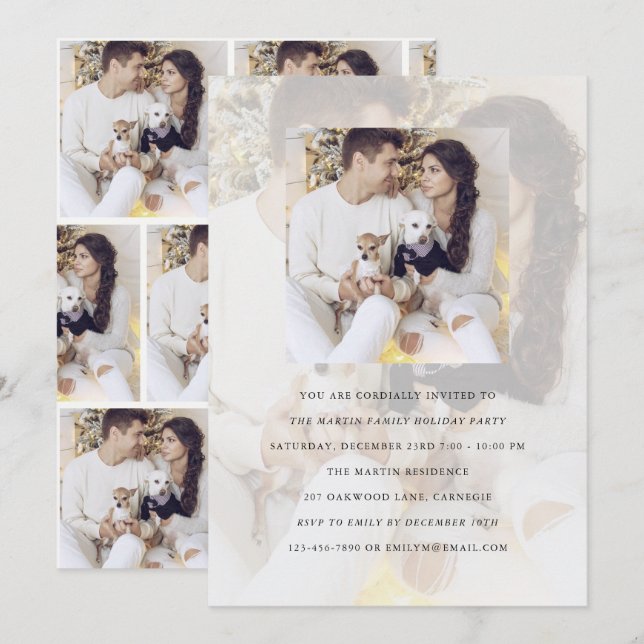 Julfest multifotoinbjudan med övertäckning inbjudningar (Fram/baksida)