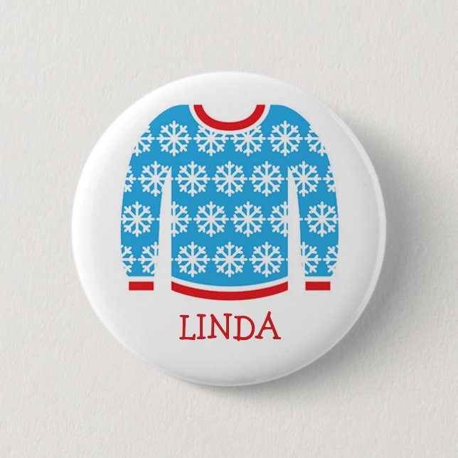 julfest Namn bricka Ugly jul Sweater Knapp (Framsida)