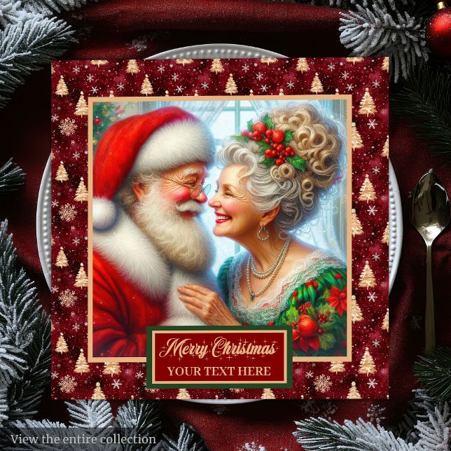 Julfest Napkins Red Guld Grönt Claus Design Pappersservett (Holiday Party Napkins Red Gold Green Claus Design)