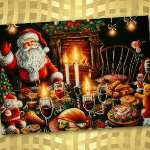 Julfest Pastel Teckning Santa Inbjudningar