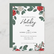 Julfest Red Grönt Blommigt