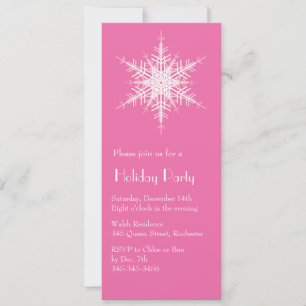 Julfest Snowy Fuchsia Snowflake-inbjudan Inbjudningar