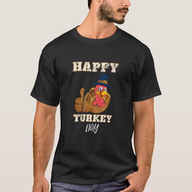 Julfest Thanksgiving Lycklig Turkietdagen T Shirt (Framsida)