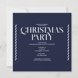 Julfest Vintage Elegant blå Inbjudan