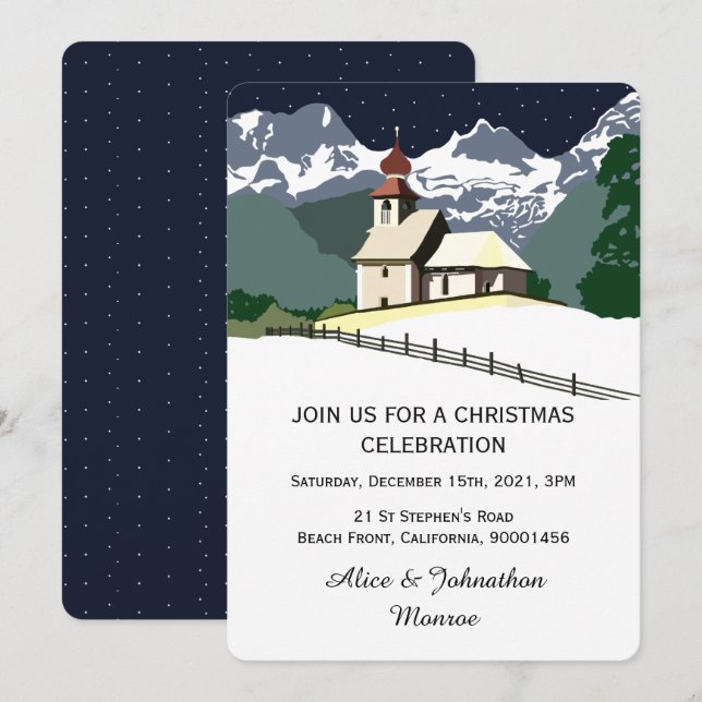 Julfestbjudan till bergskyrkan inbjudningar (Fram/baksida)