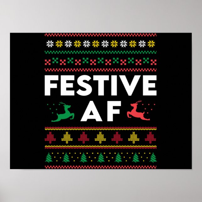 Julfesten AF Julafton Funny Helgdag Reindeers Poster (Framsidan)