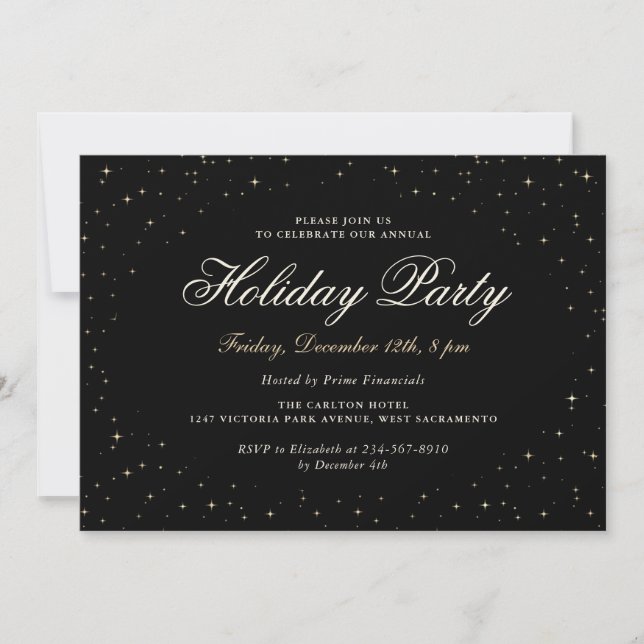 Julfesten Black Guld Business, jul Inbjudningar (Framsida)