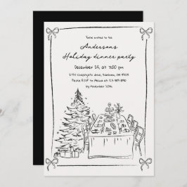 Julfesten Black & White Hand plockade Julafton Inbjudningar