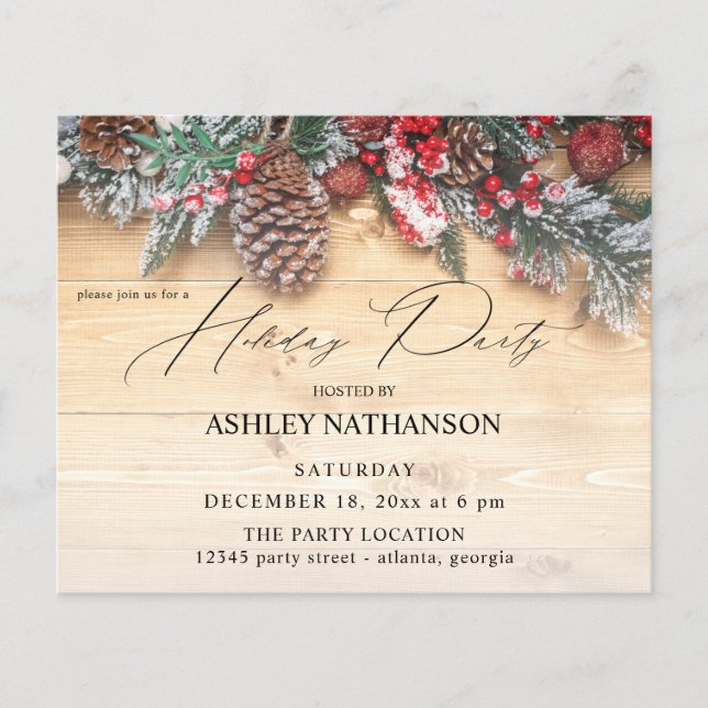 Julfesten Budget Garland & Berries Rustic Flygblad (Framsidan)