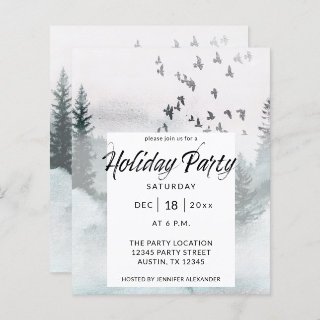 Julfesten Budget Winter Träd Rustic (Fram/baksida)