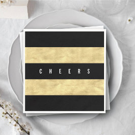 Julfesten Cheers Chic Gold Foil Black Rand Pappersservett