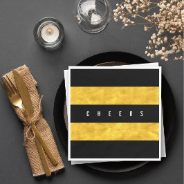 Julfesten Cheers Chic Gold Foil Black Rand Pappersservett